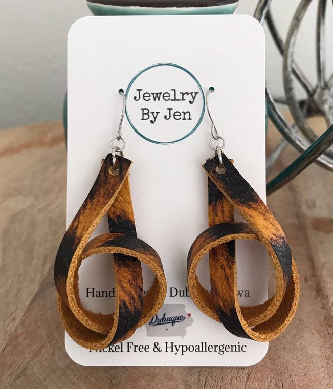 Leopard leather Knot Earrings