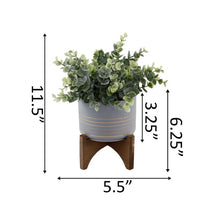 Load image into Gallery viewer, Artificial Eucalyptus Plant in pot with wood stand
