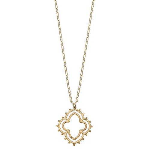 Harmony Quatrefoil Pendant Necklace in Worn Gold - GoldenLadderInteriors