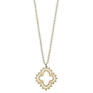 Harmony Quatrefoil Pendant Necklace in Worn Gold - GoldenLadderInteriors