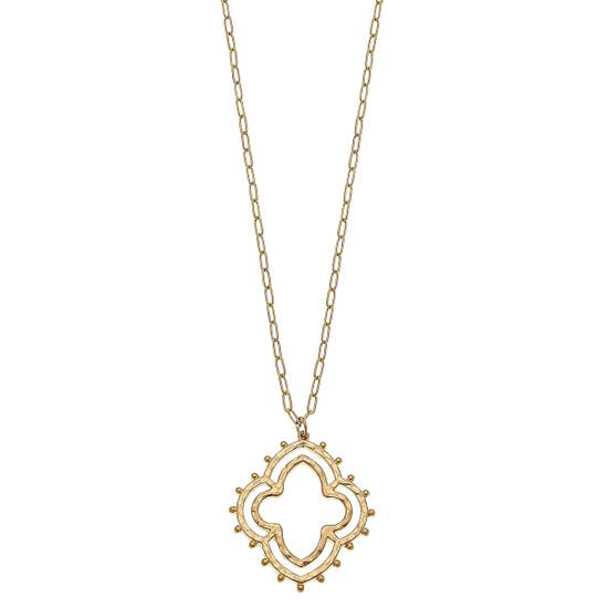 Harmony Quatrefoil Pendant Necklace in Worn Gold - GoldenLadderInteriors